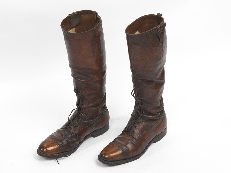 Pair of boots worn by Second Lieutenant C P Galindez, Buckinghamshire ...