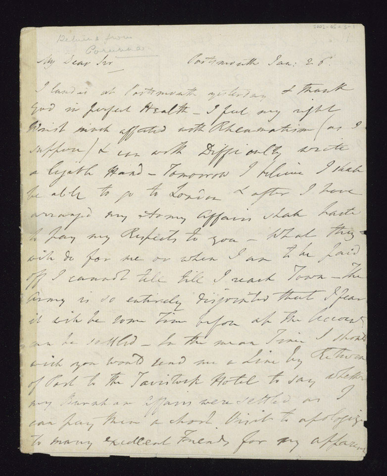 Letter from Reverend Samuel Briscoe from to his sister Mary Briscoe, 26 January 1809