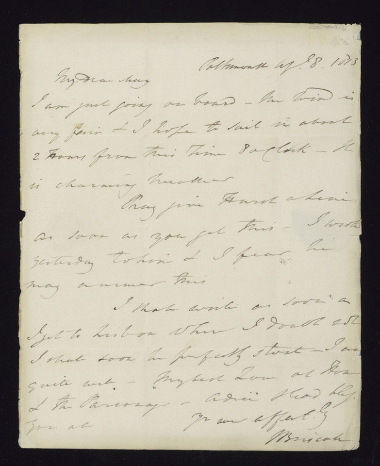 Letter from Reverend Samuel Briscoe from to his sister Mary Briscoe in Stockport, 8 April 1813