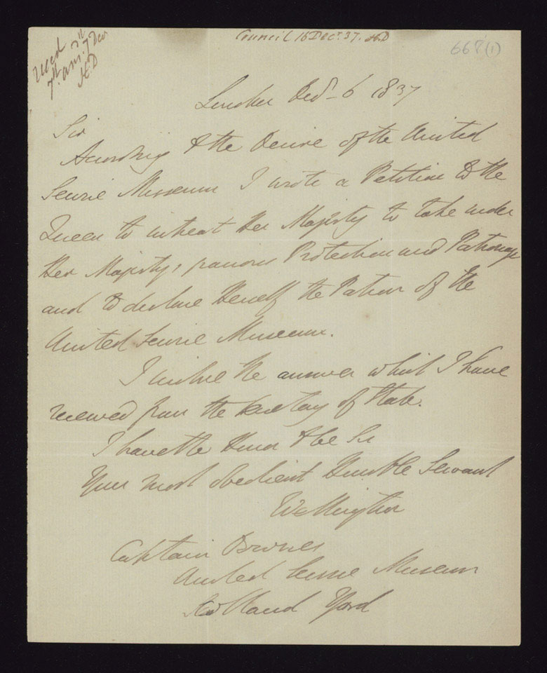 Letter from Lord John Russell to the Duke of Wellington, Whitehall, 2 December 1837