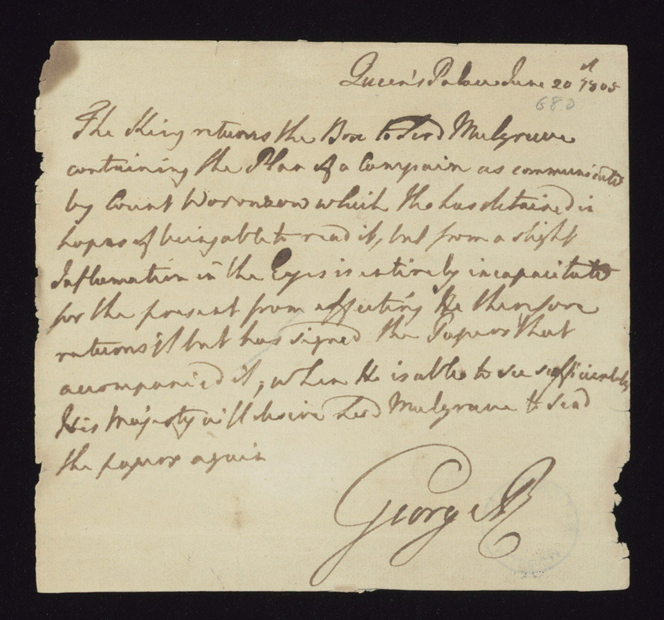 Letter from King George III to Lord Mulgrave, 20 June 1805