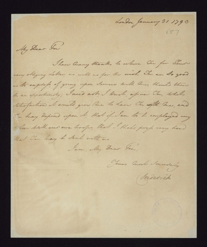 Letter from the Duke of York to C J Fox