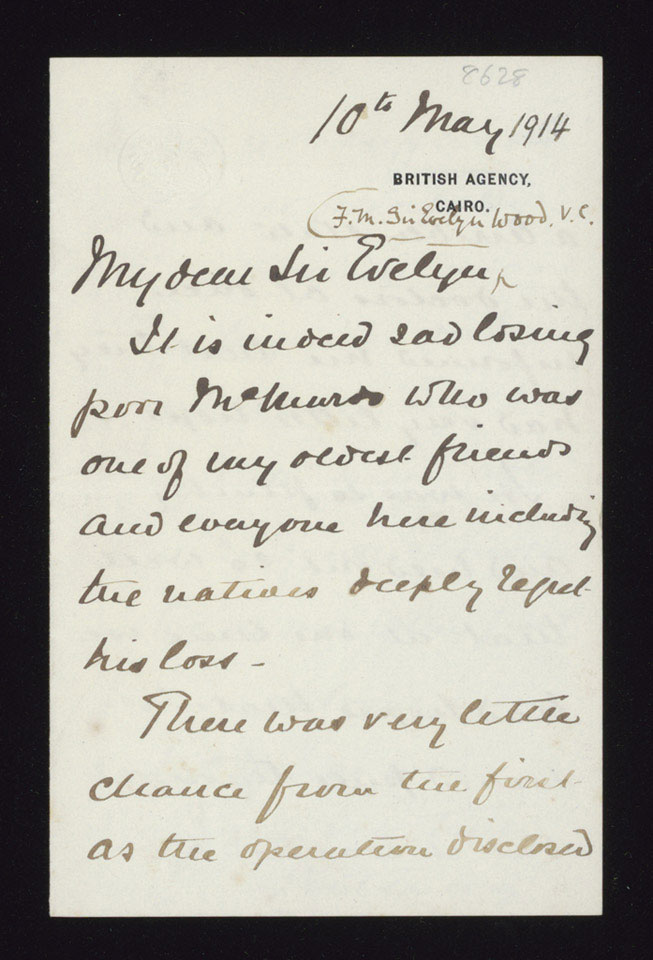 Letter from Field Marshal Lord Kitchener to Field Marshal Sir Evelyn Wood, 10 May 1914