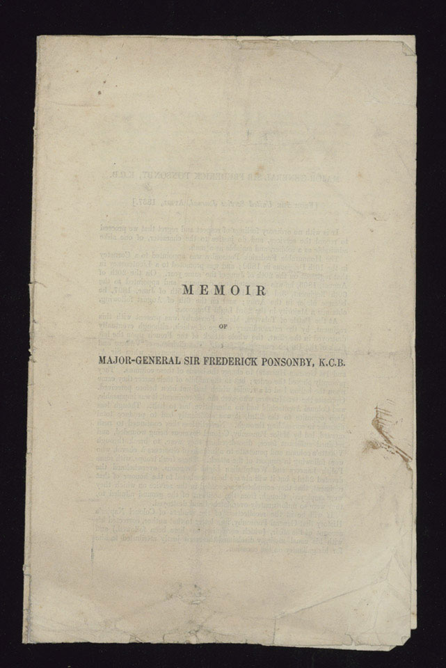 Memoir of Major-General Sir Frederick Ponsonby