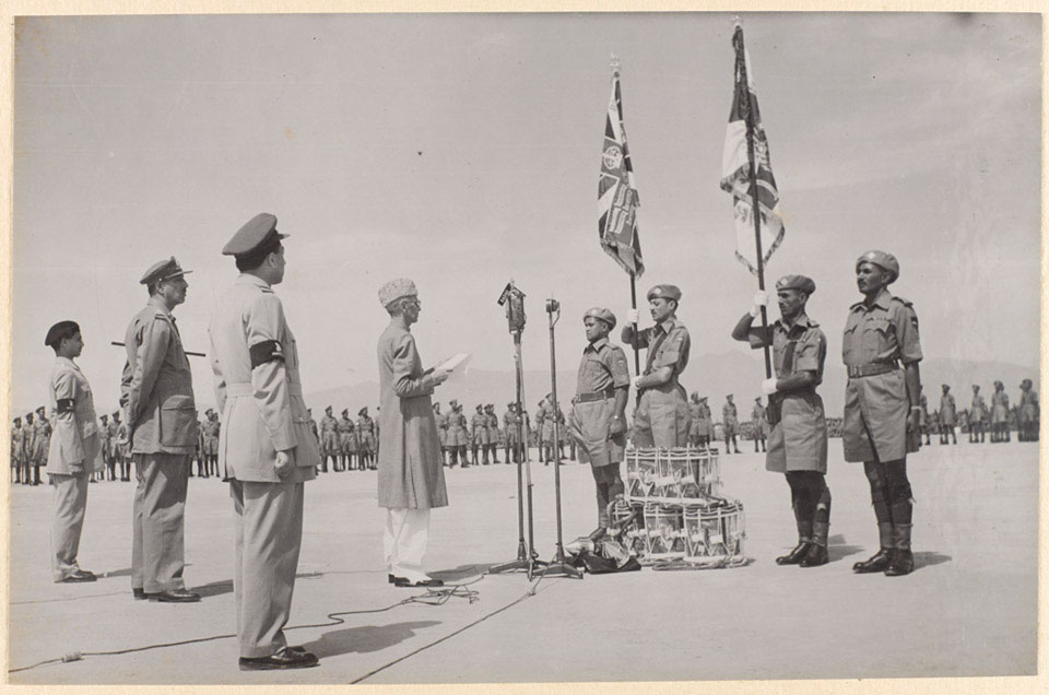 Presentation of Colours to 2nd Battalion, 15th Punjab Regiment, by Mohammad Ali Jinnah, April 1948