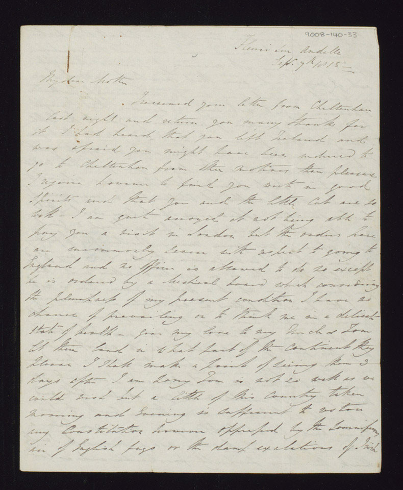 Letter from Lieutenant Standish O'Grady to his mother
