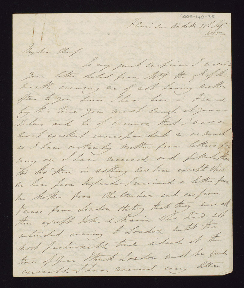 Letter from Captain Standish O'Grady to his father the 1st Viscount ...