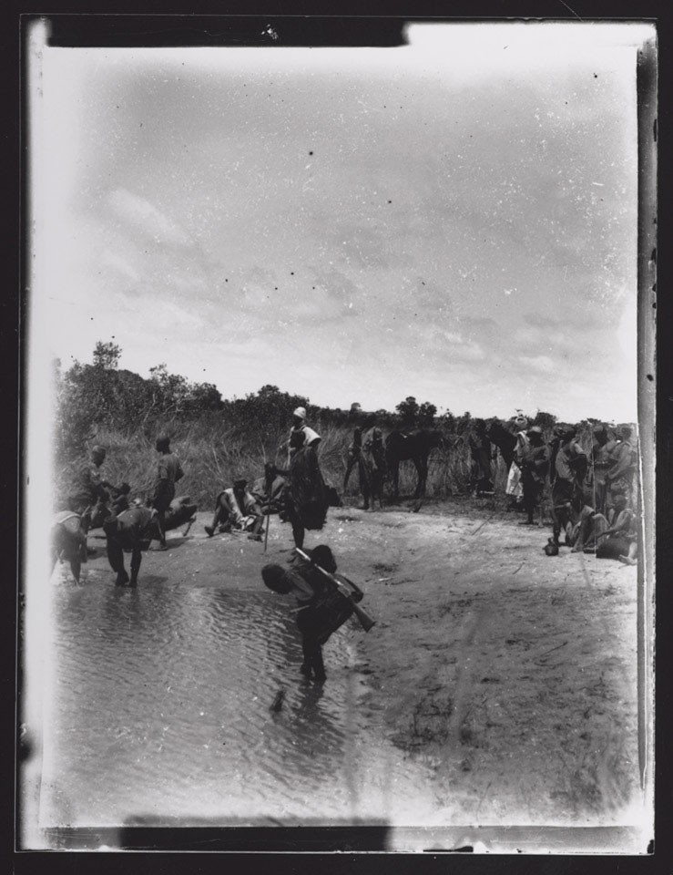 British troops from Cameroon refresh themselves at a river, 1918 (c)