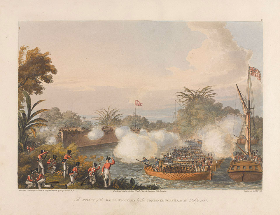 'The Attack on the Dalla Stockade by the Combined Forces, on the 4th Sept 1824', 1826