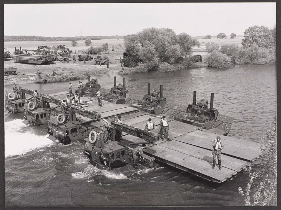 M2 Amphibious Rigs of the Royal Engineers during a training exercise in West Germany during the 1980s