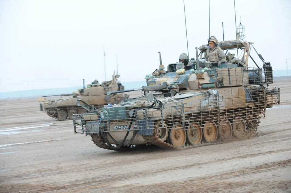 A Household Cavalry Regiment Scimitar CVR(T) light reconnaissance tanks, 2011