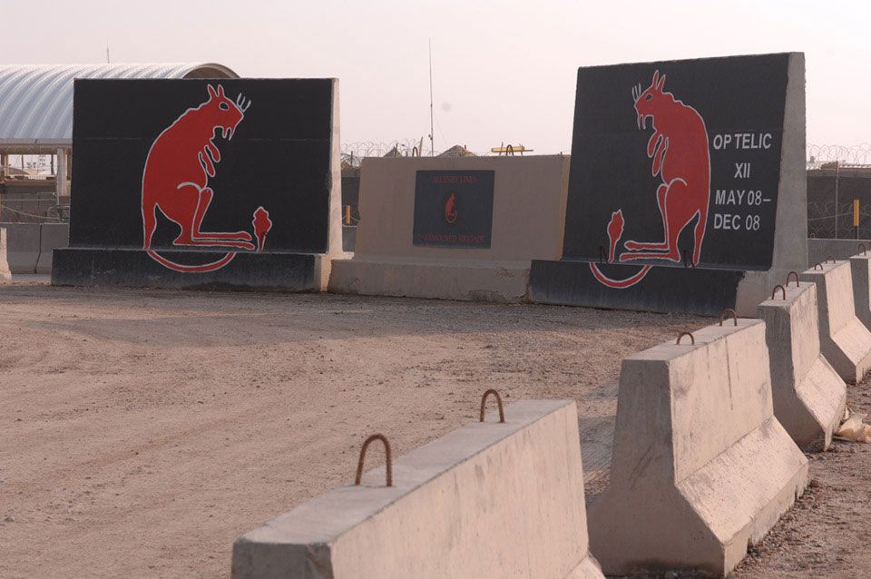 Concrete blast wall sections, 7th Armoured Brigade murals, Iraq, 2009 ...