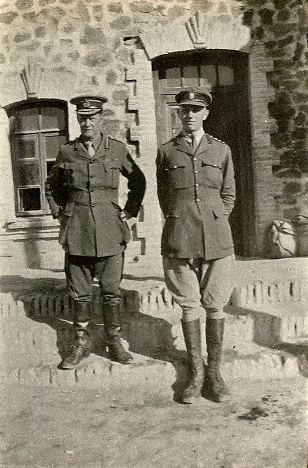 Major-General Lionel Dunsterville and Captain. S. Topham, his aide-de-camp at Kasvin in northern Persia, 1918