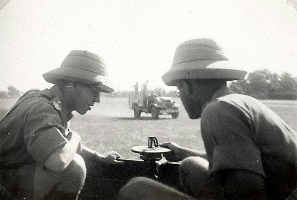 British officers at sun compass practice, November 1942