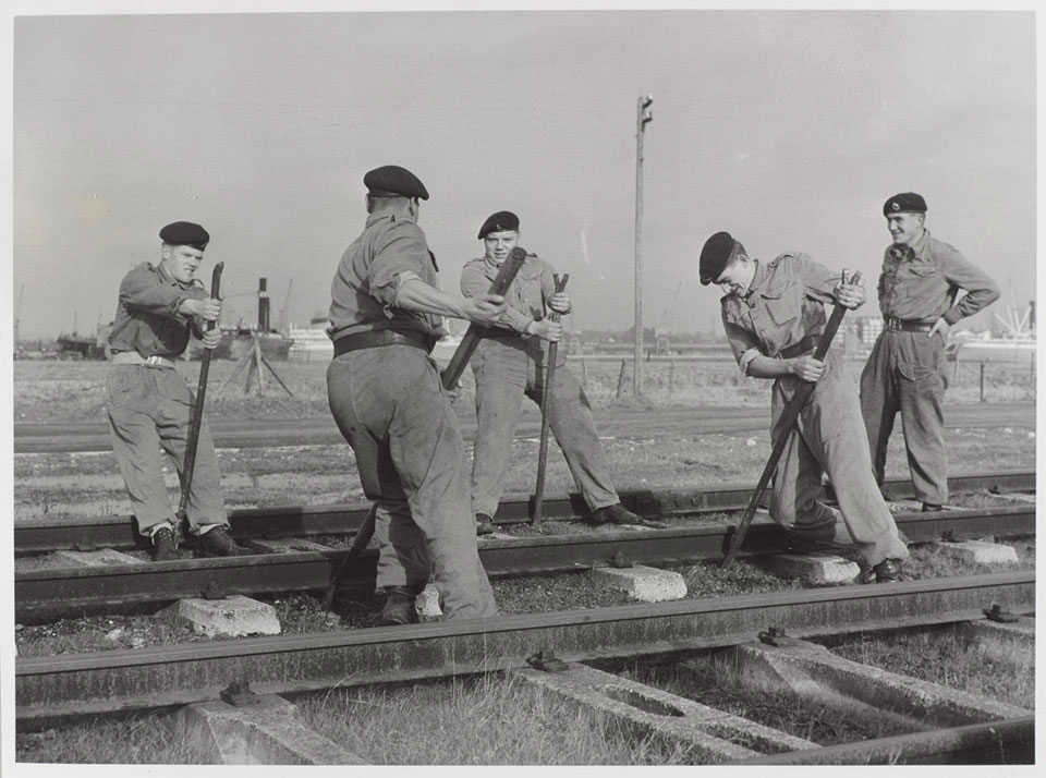 Members of the Royal Pioneer Corps undertaking railway maintenance, 1960 (c)
