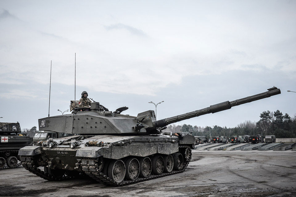 Challenger tank, King's Royal Hussars Battle Group, on Exercise BLACK EAGLE, Poland, 2014