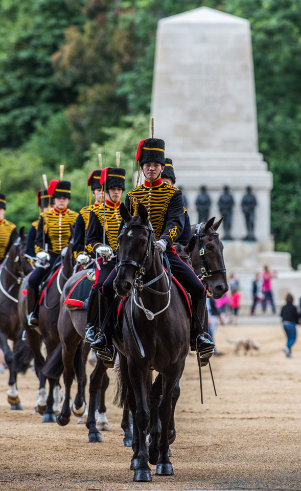 King's Troop, Royal Horse Artillery, Horse Guards Parade, London, 2016