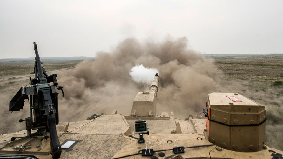 Challenger 2 tank from Ajax Squadron, The Royal Tank Regiment, Exercise PRAIRIE STORM, Canada, 2015