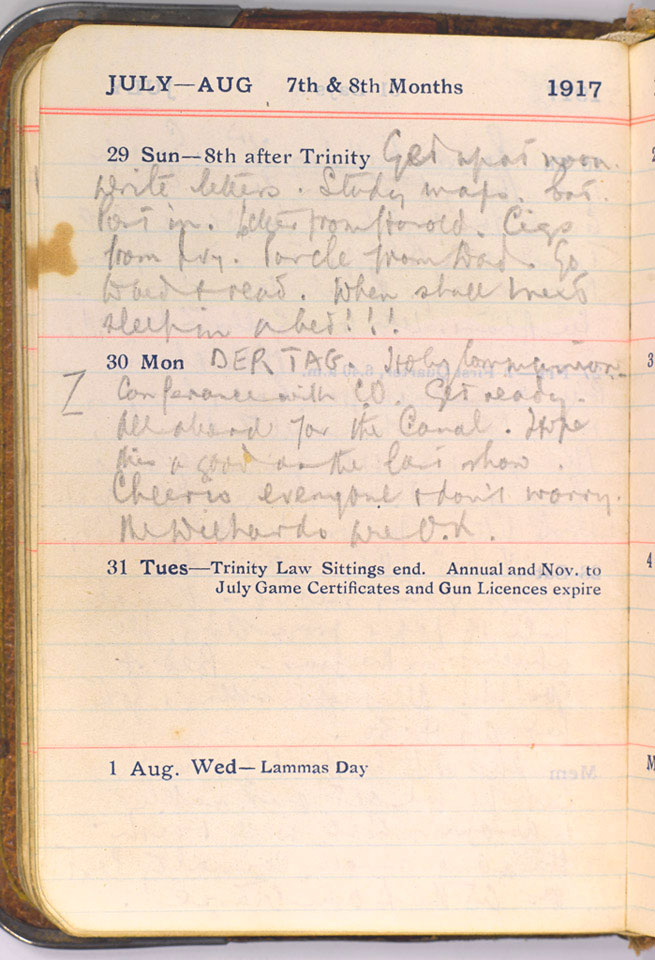 Pocket diary belonging to Second Lieutenant James Lindsay Sutherland, 23rd Battalion The Middlesex Regiment, 30 December 1916 to 30 July 1917
