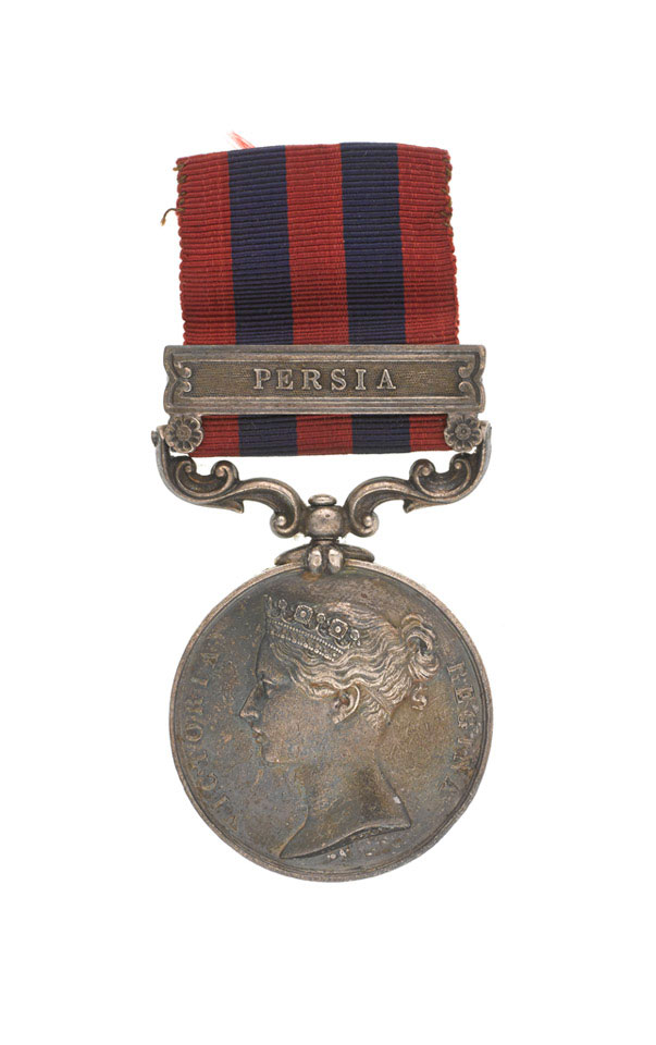 India General Service Medal 1854-95, with a clasp for 'Persia', awarded to Captain John Grant Malcolmson VC, 3rd Regiment of Bombay Light Cavalry