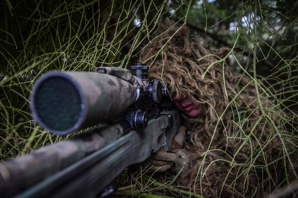Sniper from the 1st Battalion The Princess of Wales's Royal Regiment training on Hohne ranges, 2015