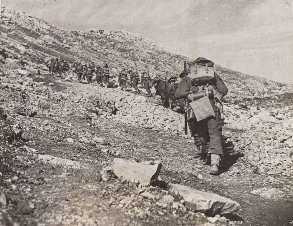 '8th Army infantry taking up mountain positions on Hill 1260', December 1943