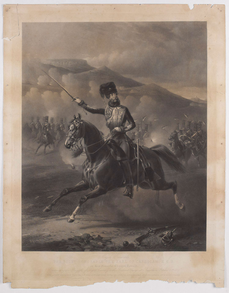 'Major General The Rt Hon The Earl of Cardigan KCB on his favourite charger Ronald', 1854