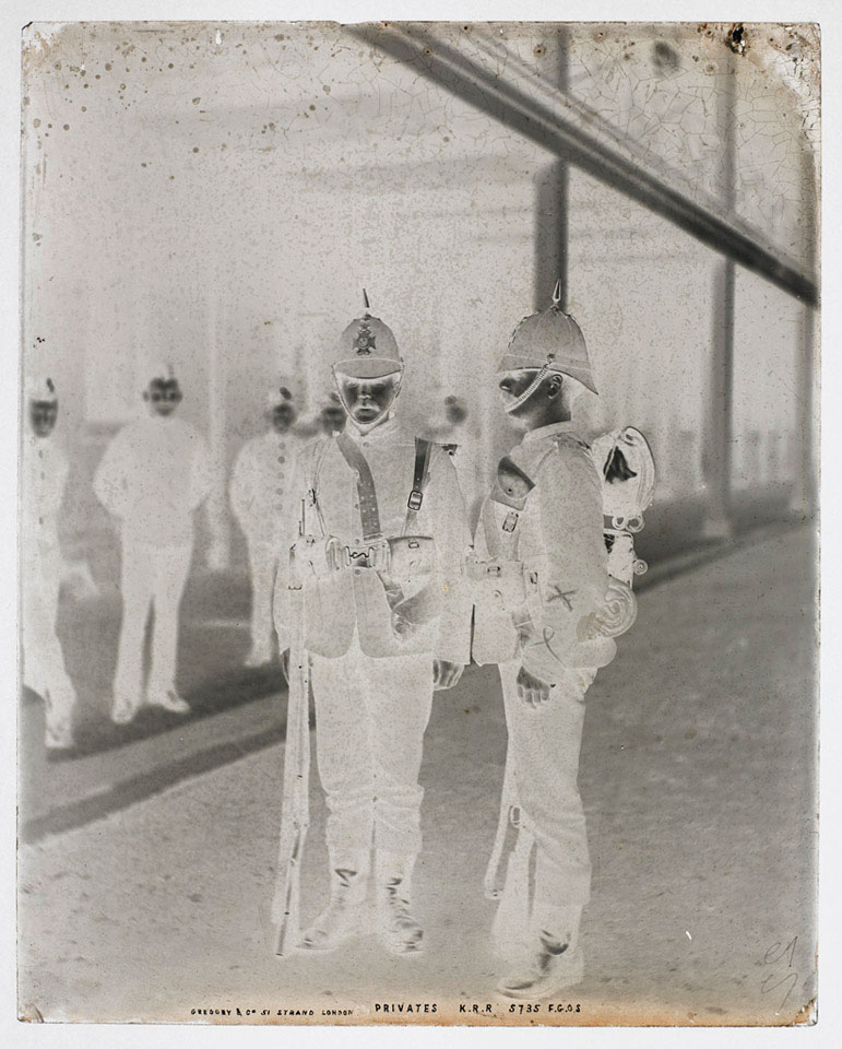 Privates, King's Royal Rifle Corps, glass negative, 1895 (c)
