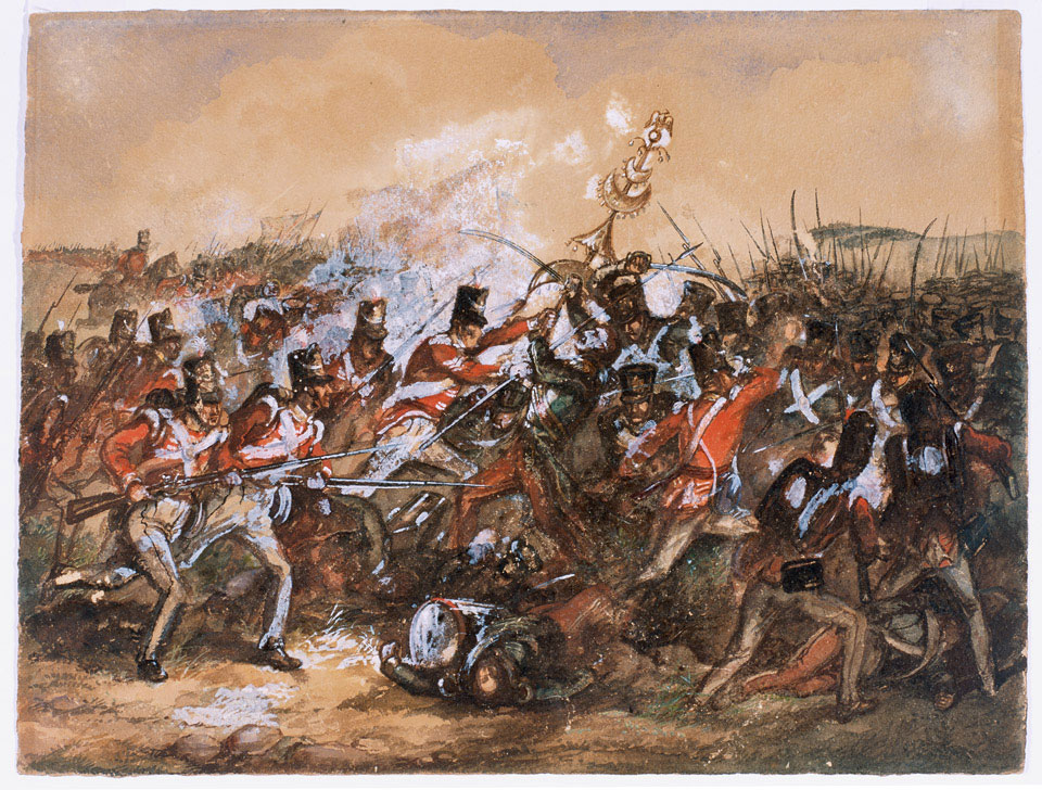 The capture of the Jingling Johnny by the 88th Regiment of Foot (Connaught Rangers)  at the Battle of Salamanca, 1812