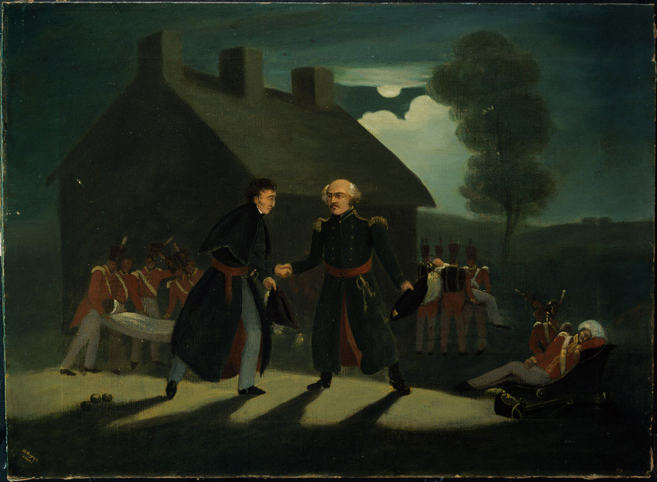 The meeting of Wellington and Blücher at 'La Belle Alliance', 18 June 1815