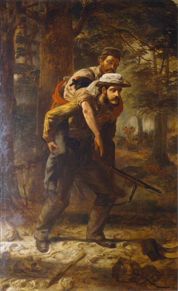 Ross Lewis Mangles saving a wounded soldier, Indian Mutiny, 1857
