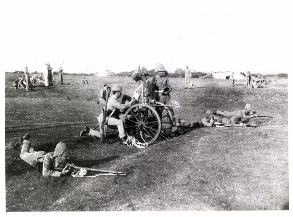 Members of The King's Own Yorkshire Light Infantry training with Gardner Guns, 1890 (c)