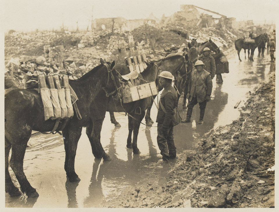 Horses carrying ammunition, 1917 (c)
