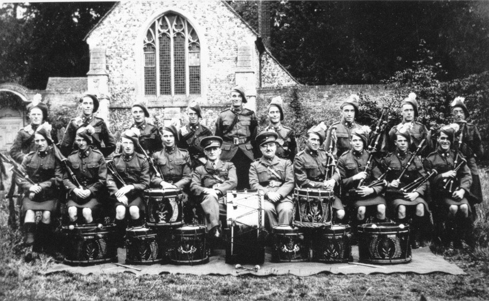 The pipes and drums of The Royal Ulster Rifles, 1945 (c)