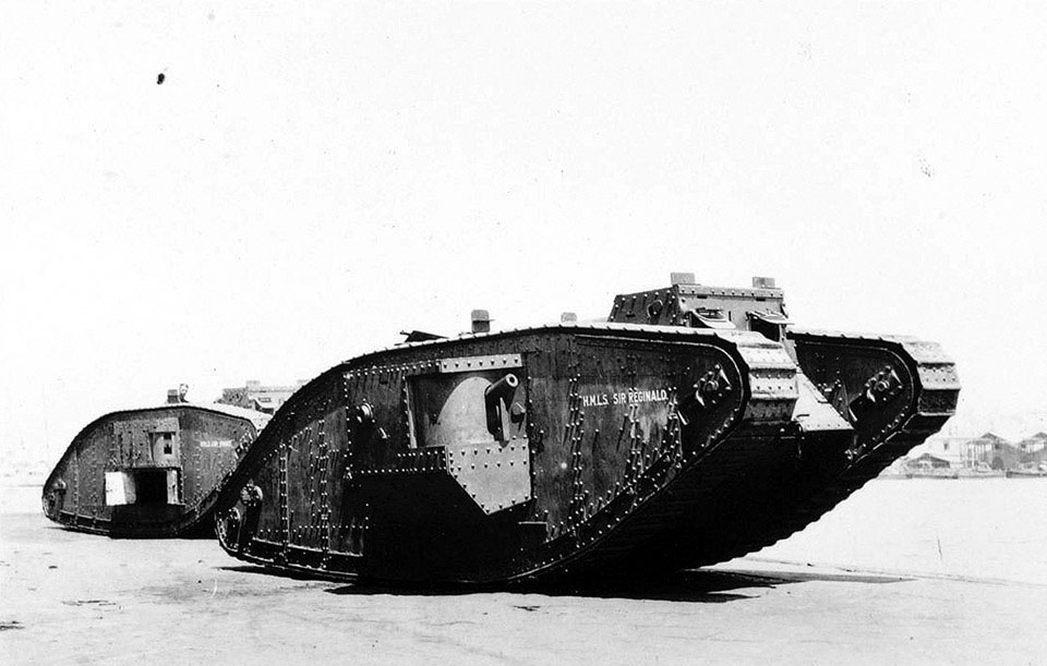Two Mk IV tanks, 1917 (c)