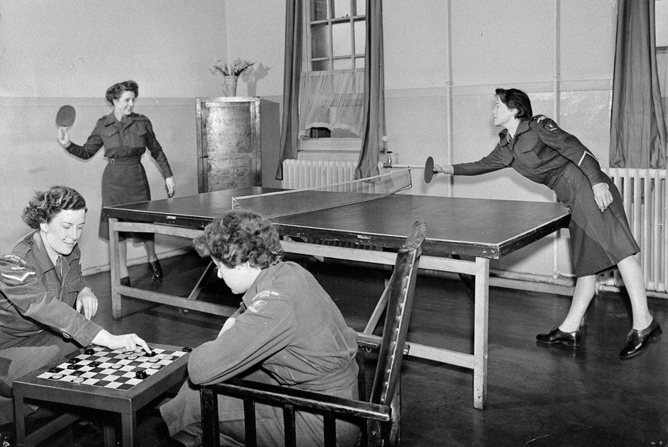 Members of the Women's Royal Army Corps playing table tennis, 1950 (c)