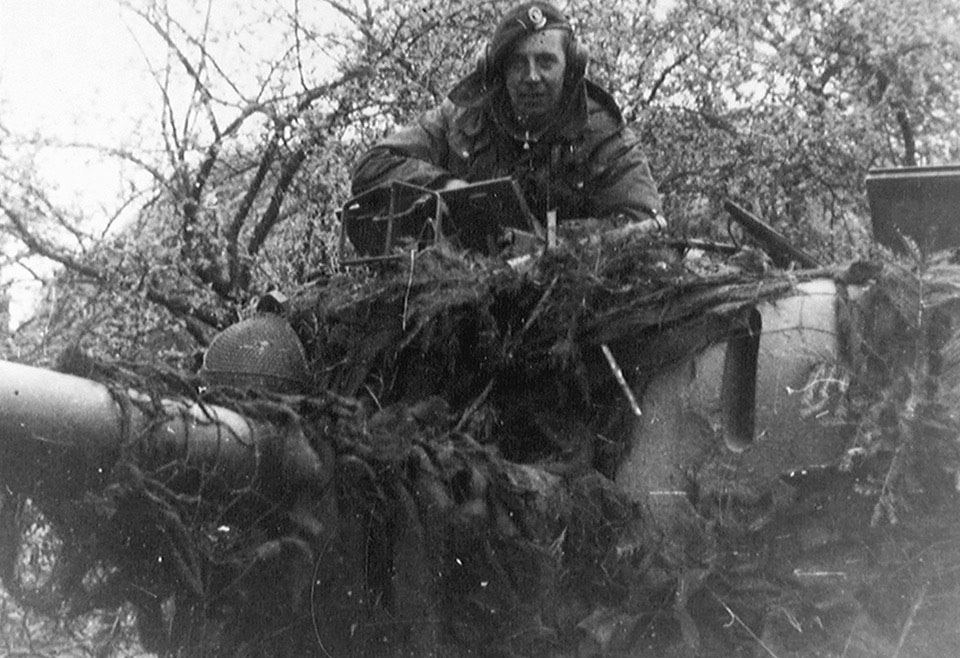 Trooper 'Tich' Croft in the turret of his Challenger tank (A30), Teutoberger Wald, 3 April 1945