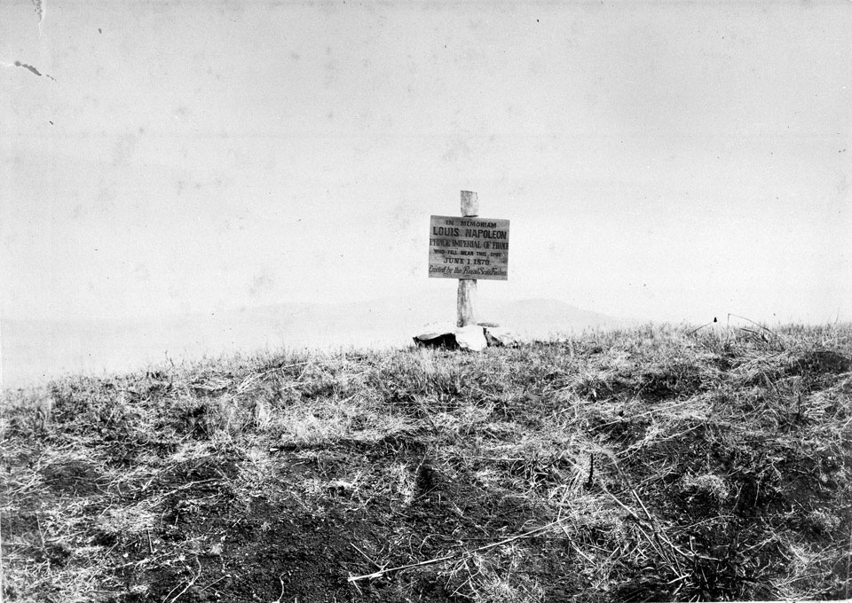 Board erected by the Royal Scots Fusiliers to mark the spot where the Prince Imperial fell, 1879