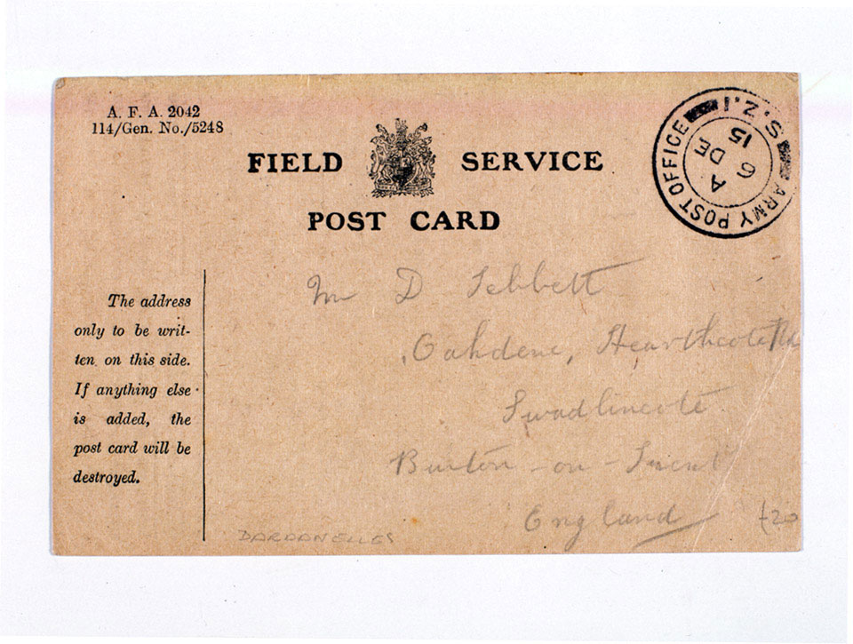 Field Service Postcard, 6 December 1915