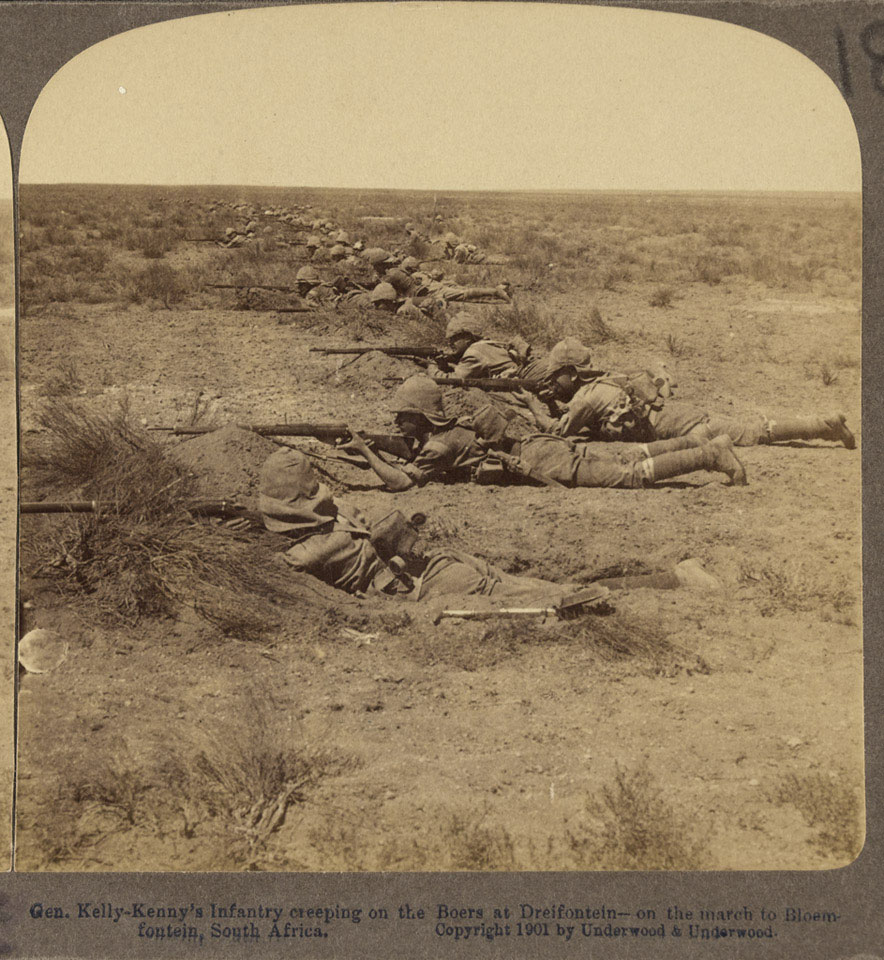 'General Kelly-Kenny's Infantry creeping on the Boers at Dreifontein - on the march to Bloemfontein'