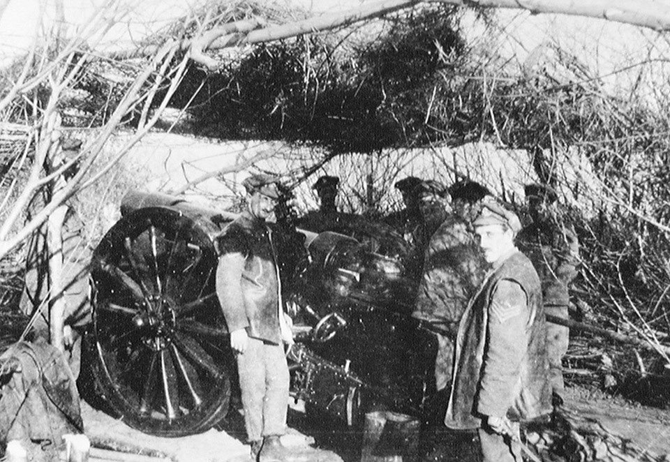 A six-inch howitzer of 127th Siege Battery, Royal Artillery, Salonika, 1917