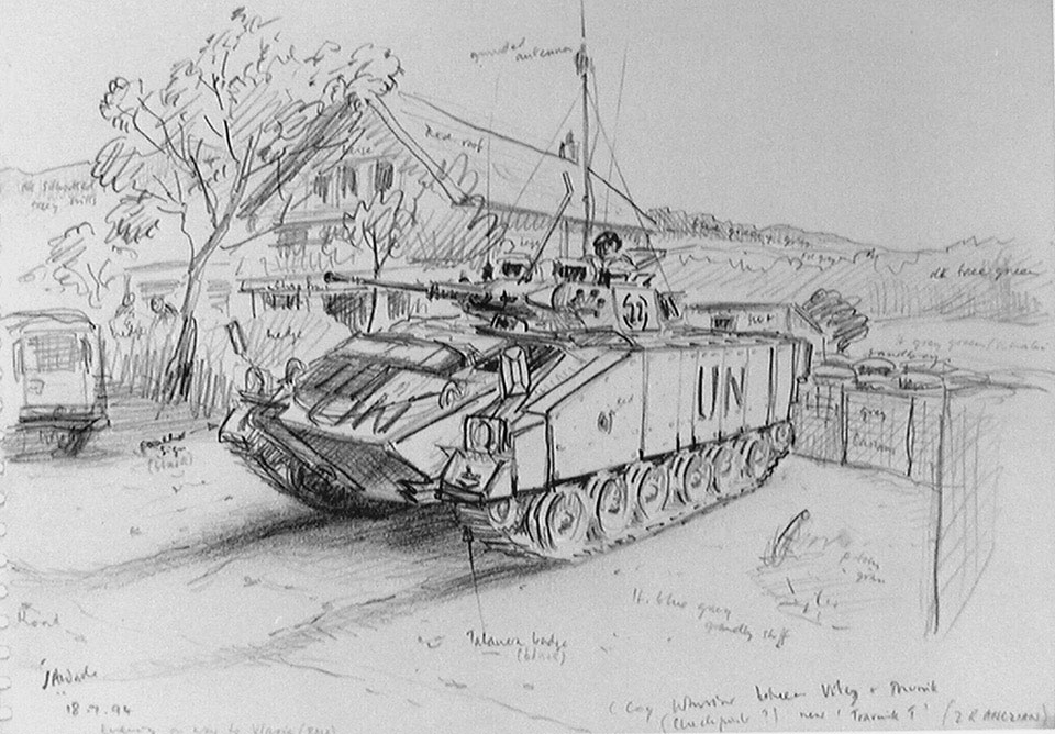 Warrior armoured vehicle, Royal Anglian Regiment, Bosnia, 1994