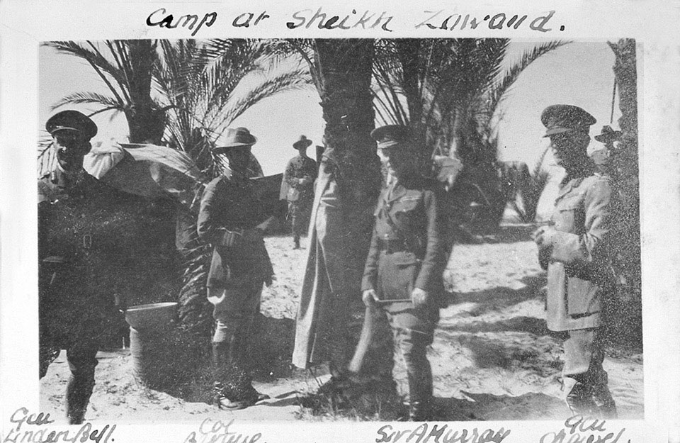 General Sir Archibald Murray and his staff at Sheikh Zawand, 1917