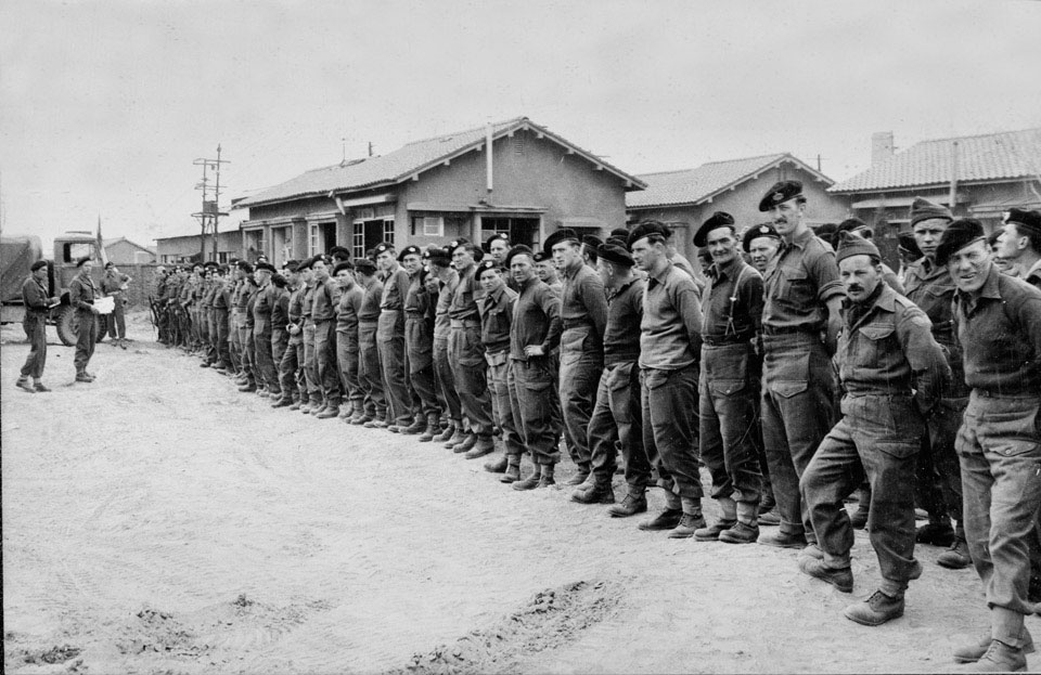 Roll call of survivors of the Gloucestershire Regiment after the Battle of Imjin River, 1951