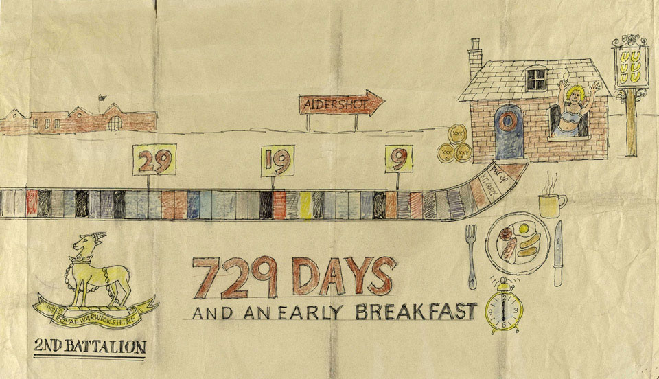 '729 Days and an Early Breakfast', A National Service Demob countdown calendar, 1948 (c)
