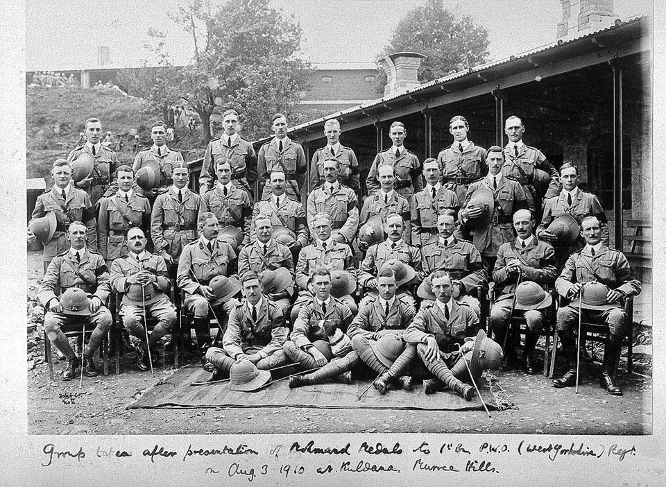 Officers of 1st Battalion The West Yorkshire Regiment (Prince of Wales's Own) at Kuldhana in the Muree Hills, 3 August 1910